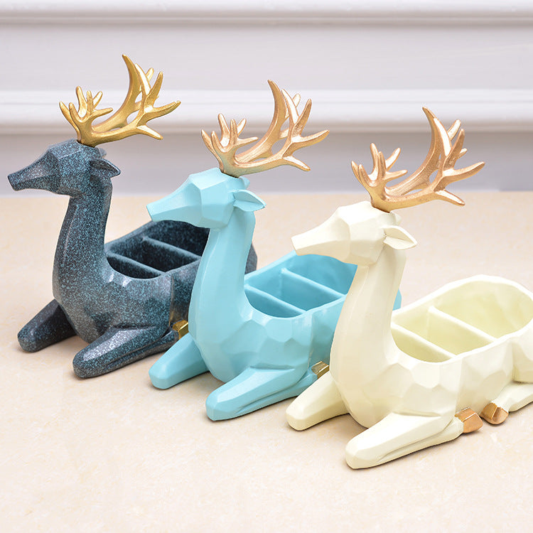 Resin Crafts Simple Modern Creative Home TV Remote Control Entrance Storage Desktop Decoration Deer