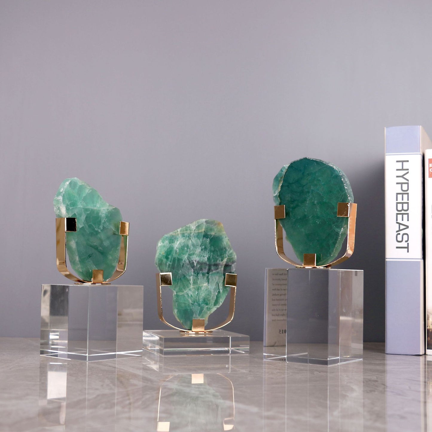 Modern Nordic Natural Crystal Stone Green Fluorite Soft Decoration Crafts Living Room Entrance Home Desktop Decoration